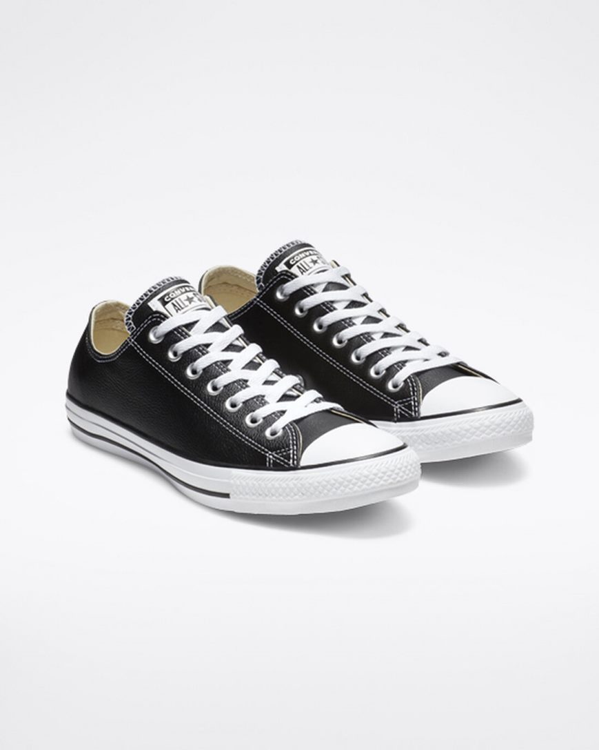 Women's Converse Chuck Taylor All Star Leather Low Top Shoes Black | AU 3648ER